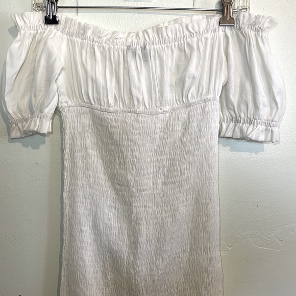 SHEIN White Tight Fit Mini Dress with Poofy Off-Shoulder Short Sleeves, size S - Picture 4 of 11